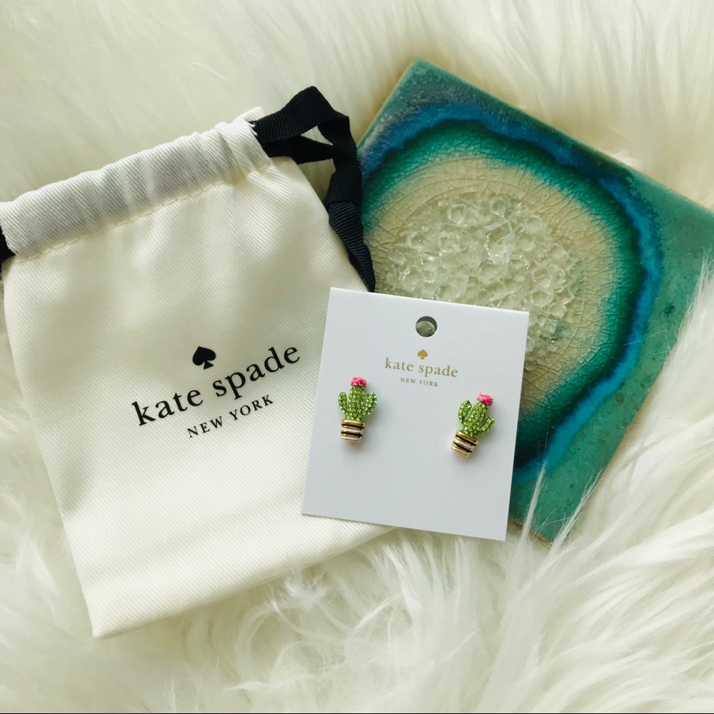 NEW KATE SPADE 🌵 CACTUS RHINESTONE EARRINGS - Picture 3 of 5